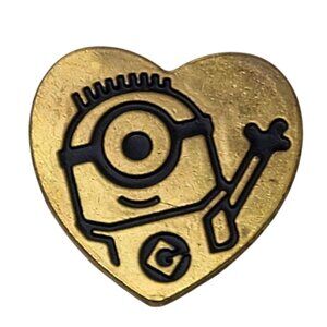 Minions Heart-Shaped Lapel Pin By Universal Studios Gold-Tone Metal 2014 Variety